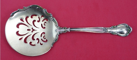 Tomato Server Slice GW w/ applied lacing light vermeil and enamel 7 1/2